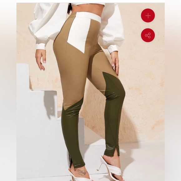 Shein Color Block PU Leather Pants-Size Small - Picture 2 of 13